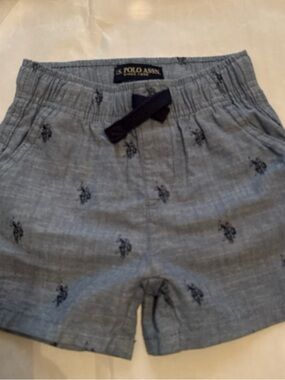 U.S. Polo Assn. Boys Light Blue Shorts with Navy Pony Embroidery